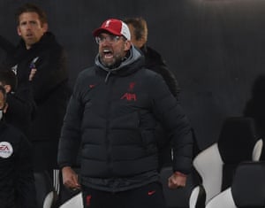 Klopp shouts to his players from the touchline