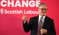 Keir Starmer in front of the words Change and Scottish Labour