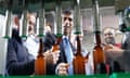 The prime minister watches beer being bottled at the Vale of Glamorgan Brewery in Barry, south Wales