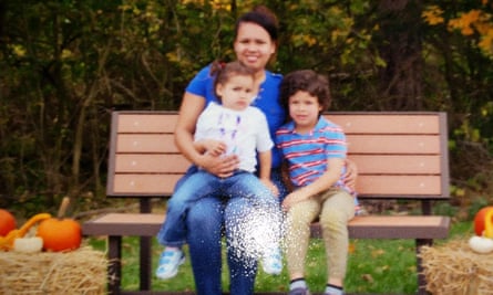 Patricia Trochez-Rivera and her two children, Lilly, three, and Louis, six.