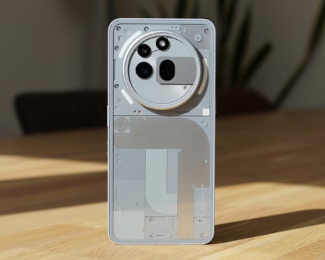 Nothing Phone 3a Pro review showing the back of the phone with camera cluster and transparent design.