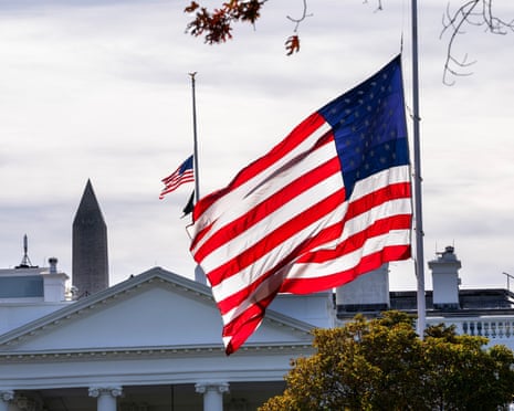Flags fly at half-staff at the White House after it was announced that former vice-president Dick Cheney died at the age of 84.
