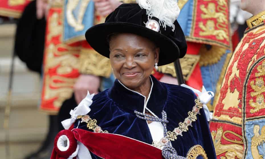 Lady Amos after the Order of the Garter investiture ceremony at Windsor Castle on Monday