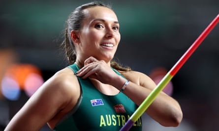 Mackenzie Little en route to the podium in Women's Javelin at the World Athletics Championships.