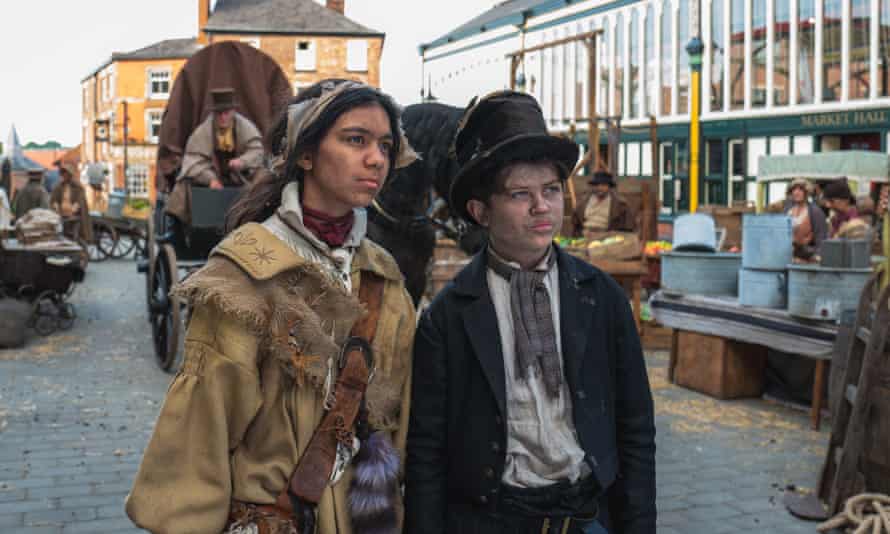 Charley Bates (Aabay Ali) and Jack Dawkins / Dodger (Billy Jenkins) ducking and diving on the streets of Victorian London.