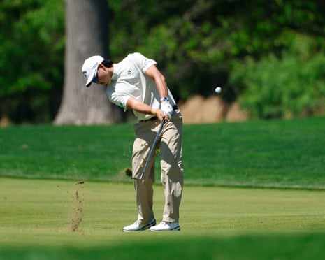Min Woo Lee plays an approach shot on the 1st