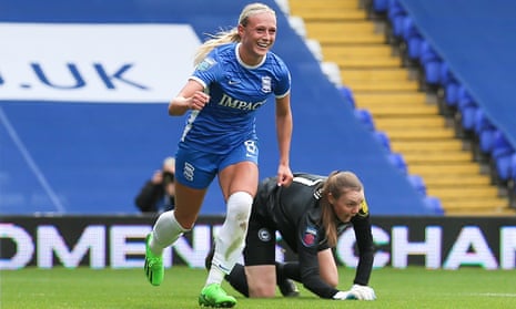 Birmingham City's Libby Smith celebrates after opening the scoring against Brighton