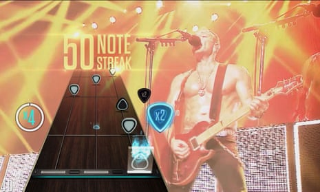 A screenshot from the new music video for Dangerous, by Def Leppard, who are set to become the first music act to debut a music video through the Guitar Hero game.