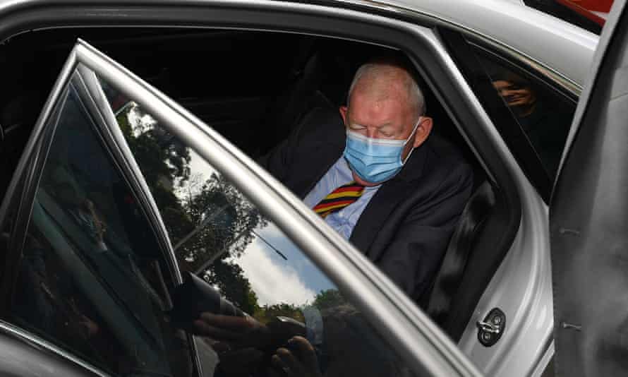 Ron Brierley arrives at Downing Centre district court in Sydney on Thursday.