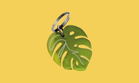 Acrylic Monstera Deliciosa leaf shaped keyring