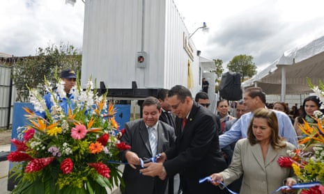 Supreme court president Jorge Rivera at the launch of one of six new mobile courts in Honduras