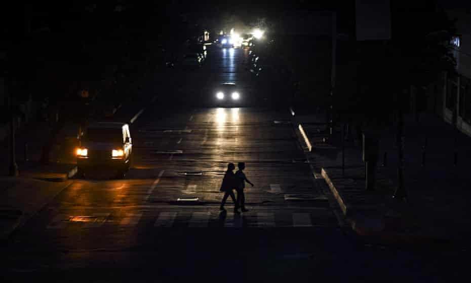 The lights went out in most of Caracas on Monday.