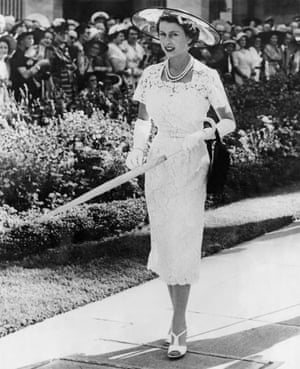 The Queen at a garden party in Sydney, February 1954.