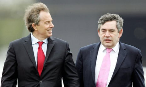 Tony Blair and Gordon Brown on the last day of the third New Labour election campaign, 4 May 2005.