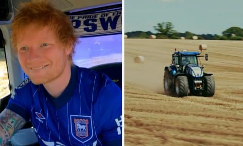 Ed Sheeran celebrates his stake in Ipswich's Tractor Boys – video | Ipswich Town | The Guardian