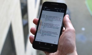 Gambling texts sent by Ladbrookes on a smartphone.