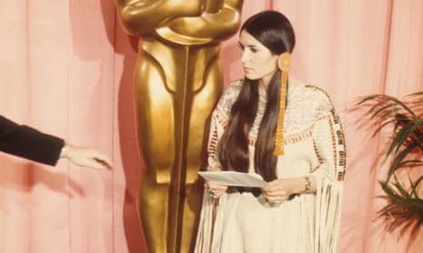 Sacheen Littlefeather at the 1973 Oscars ceremony. On behalf of Marlon Brando, she refused the best actor award he was given for his role in The Godfather.