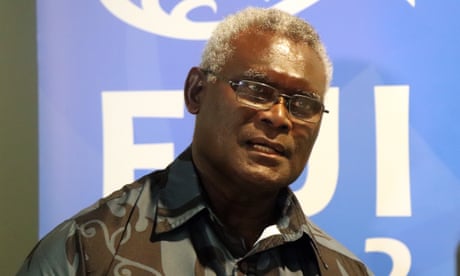 Solomon Islands PM Manasseh Sogavare speaking in Suva on Thursday
