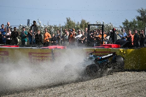 Aston Martin's Canadian driver Lance Stroll misses a turn