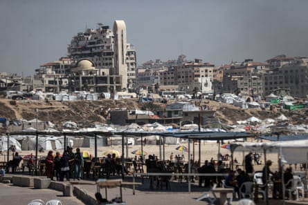 Tents in the port of Gaza City