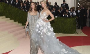 Georgina Chapman, left, and KarolÃna Kurková arrive at the Met Gala in New York