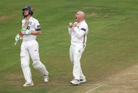 Callum Parkinson celebrates a wicket.