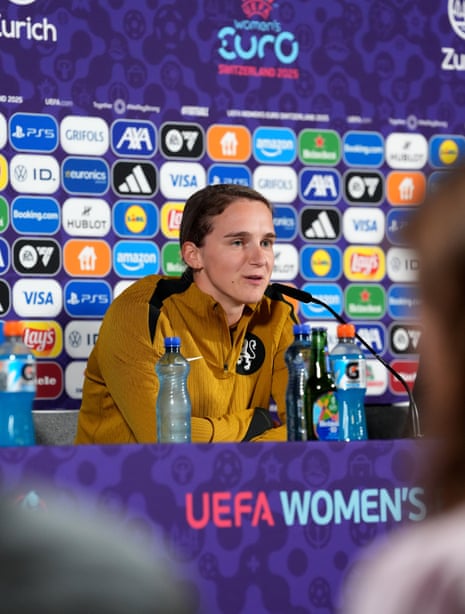 Vivianne Miedema of the Netherlands speaks to the media