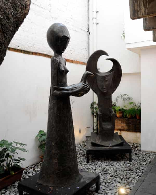 The most exotic of the 1940s artist-émigrés … Carrington’s courtyard, featuring her sculpture Woman with Pigeon.