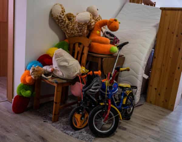 Donated toys in a building in Greifswald, north Germany, which is being fitted out to house refugees.