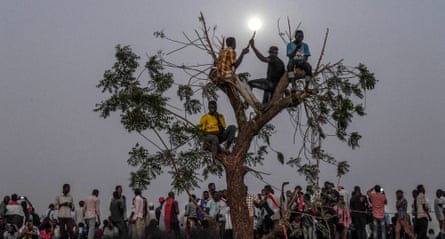 Sudanese protesters rally outside the army complex in Sudan’s capital Khartoum.