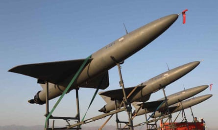 So-called ‘kamikaze’ drones during a two-day drill by the Iranian military in Iran.