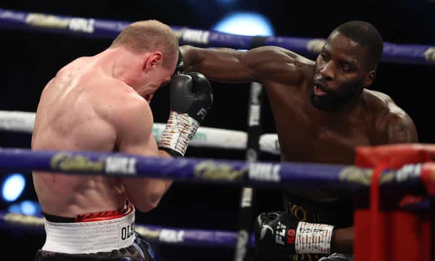 Lawerence Okolie in action against Nikodem Jezewski in December