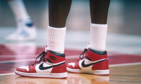 Air Jordan Nike shoes worn by Michael Jordan circa 1985.