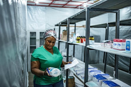 A worker catalogues equipment at an Ebola treatment centre on in Monigi, DRC, June 2026
