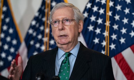 Mitch McConnell last week. McConnell wants to confirm Barrett as a replacement for the late justice Ruth Bader Ginsburg before the presidential election on 3 November.