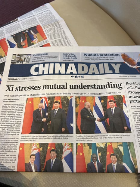 Page one of the China Daily, 7 November 2023