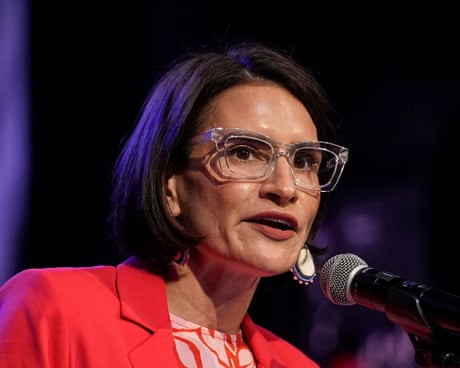 Peggy Flanagan at a campaign rally in Minneapolis, Minnesota, on 20 July.
