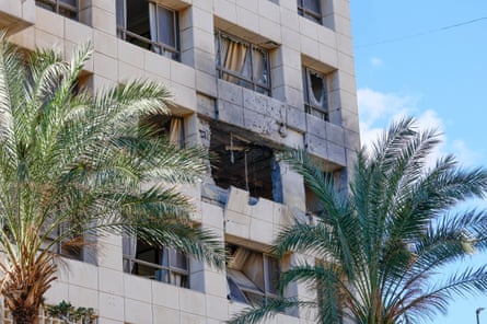 Damaged hotel building in Beirut.