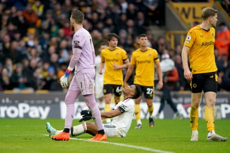 Manchester United's Anthony Martial reacts to a missed effort.