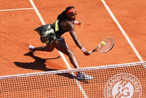 Coco Gauff plays a return to Tunisia’s Ons Jabeur.