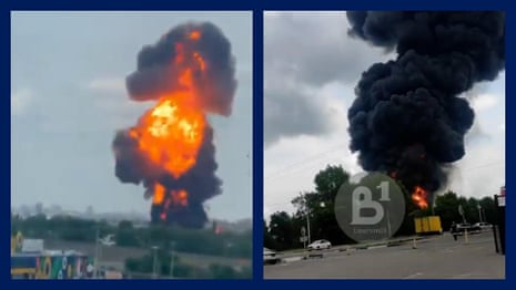 Footage appears to show oil depot on fire in Russia's Voronezh – video
