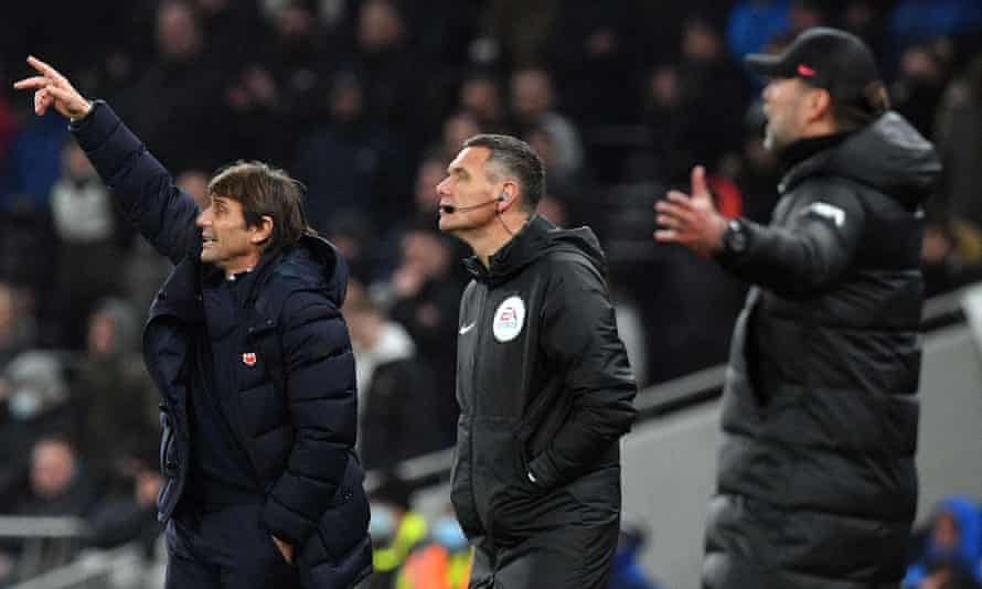 Antonio Conte (left) will visit Anfield as his Spurs side take on Jürgen Klopp’s men on Saturday night – Spurs took points off Liverpool in the reverse fixture and have beaten Manchester City twice this season.