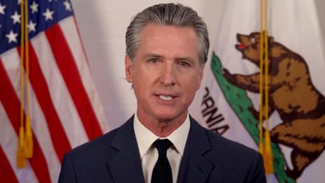 Newsom says 'democracy is under assault' in speech strongly criticising Trump – video