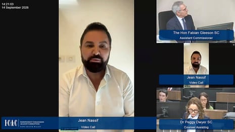 Jean Nassif gives evidence to the NSW Icac inquiry from Lebanon