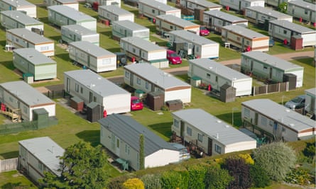 Rows and rows of caravans in a trailer park