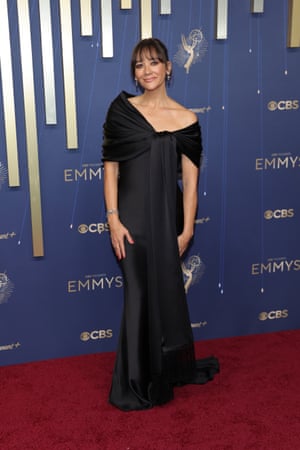 Rashida Jones softens her Black Mirror style in a gracefully folded Dior gown