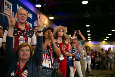 Supporters cheer as Donald Trump speaks at the Conservative Political Action Conference (CPAC) in Dallas, Texas, 11 July.