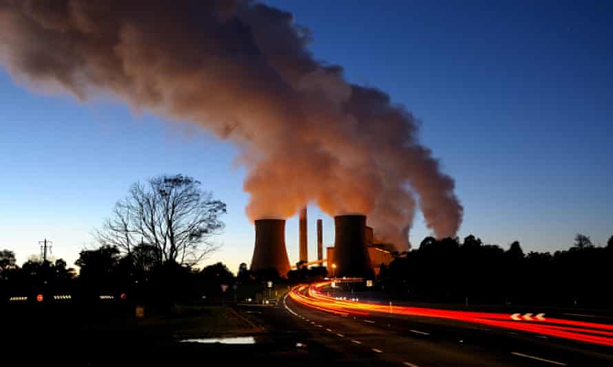 Coal fired power station at sunset