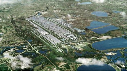 An artist’s impression released by Heathrow airport showing how the airport could look with a third runway.