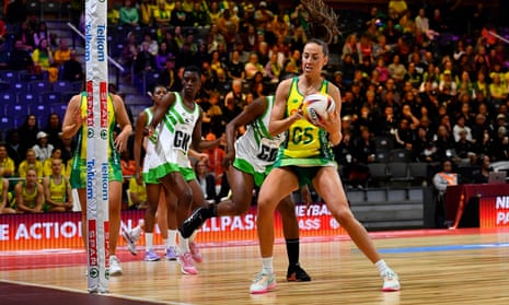 Cara Koenen of Australia during the netball World Cup win over Zimbabwe in Cape Town